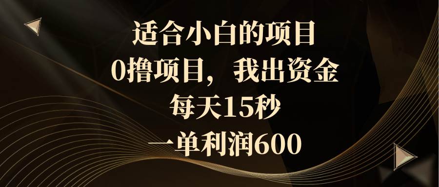 适合小白的项目，0撸项目，我出资金，每天15秒，一单利润600网创吧-网创项目资源站-副业项目-创业项目-搞钱项目八百网赚