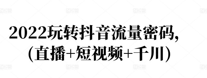 2022玩转抖音流量密码，(直播+短视频+千川)网创吧-网创项目资源站-副业项目-创业项目-搞钱项目八百网赚