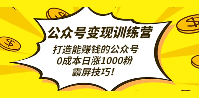 公众号变现训练营（第3期）网创吧-网创项目资源站-副业项目-创业项目-搞钱项目八百网赚