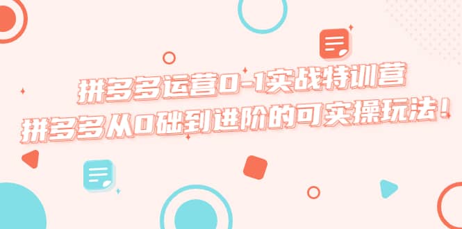 拼多多运营0-1实战特训营，拼多多从0础到进阶的可实操玩法网创吧-网创项目资源站-副业项目-创业项目-搞钱项目八百网赚