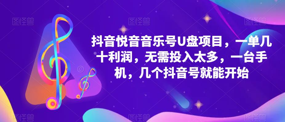 抖音音乐号U盘项目 一单几十利润 无需投入太多 一台手机 几个抖音号就开始网创吧-网创项目资源站-副业项目-创业项目-搞钱项目八百网赚