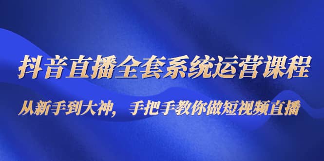 抖音直播全套系统运营课程：从新手到大神，手把手教你做直播短视频网创吧-网创项目资源站-副业项目-创业项目-搞钱项目八百网赚