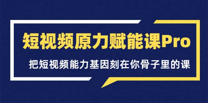 短视频原力赋能课Pro，把短视频能力基因刻在你骨子里的课（价值4999元）网创吧-网创项目资源站-副业项目-创业项目-搞钱项目八百网赚