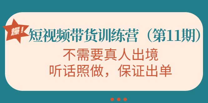 短视频带货训练营（第11期），不需要真人出境，听话照做，保证出单网创吧-网创项目资源站-副业项目-创业项目-搞钱项目八百网赚