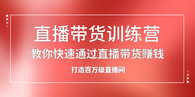 直播带货训练营，教你快速通过直播带货赚钱，打造百万级直播间网创吧-网创项目资源站-副业项目-创业项目-搞钱项目八百网赚
