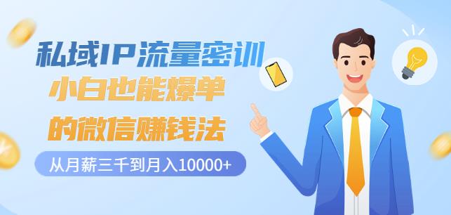 私域IP流量密训：小白也能爆单的微信赚钱法，从月薪三千到月入10000+网创吧-网创项目资源站-副业项目-创业项目-搞钱项目八百网赚