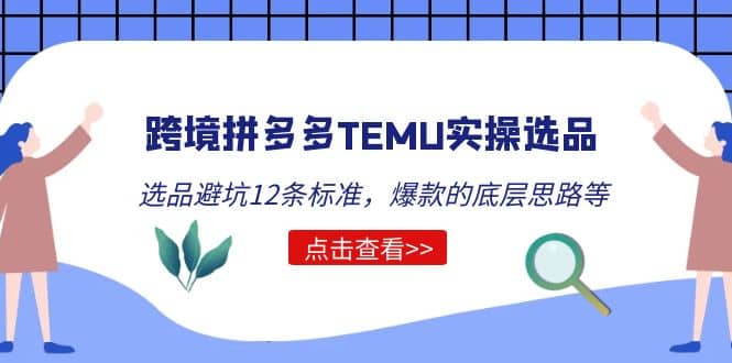 跨境拼多多TEMU实操选品运营方法，选品避坑12条标准，爆款的底层思路等网创吧-网创项目资源站-副业项目-创业项目-搞钱项目八百网赚