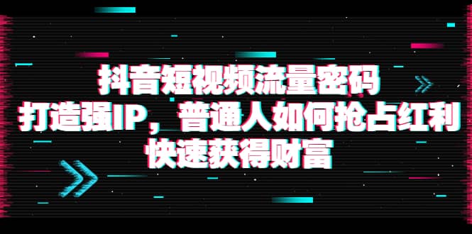 抖音短视频流量密码：打造强IP，普通人如何抢占红利，快速获得财富网创吧-网创项目资源站-副业项目-创业项目-搞钱项目八百网赚