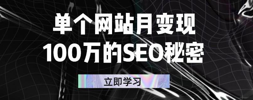 单个网站月变现100万的SEO秘密，百分百做出赚钱站点网创吧-网创项目资源站-副业项目-创业项目-搞钱项目八百网赚