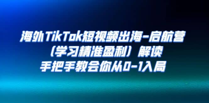 海外TikTok短视频出海-启航营（学习精准盈利）解读，手把手教会你从0-1入局网创吧-网创项目资源站-副业项目-创业项目-搞钱项目八百网赚