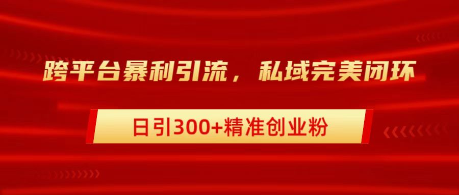 跨平台暴力引流，私域完美闭环，日引300+精准创业粉网创吧-网创项目资源站-副业项目-创业项目-搞钱项目八百网赚