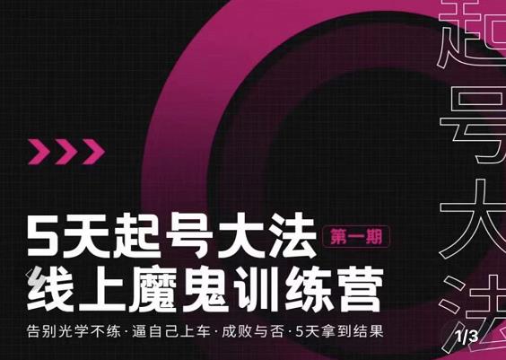 五天起号魔鬼训练营，告别光学不练，逼自己上车，成败与否，5天拿到结果网创吧-网创项目资源站-副业项目-创业项目-搞钱项目八百网赚