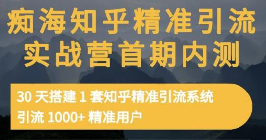 痴海知乎精准引流实战营1-2期，30天搭建1套知乎精准引流系统，引流1000+精准用户网创吧-网创项目资源站-副业项目-创业项目-搞钱项目八百网赚