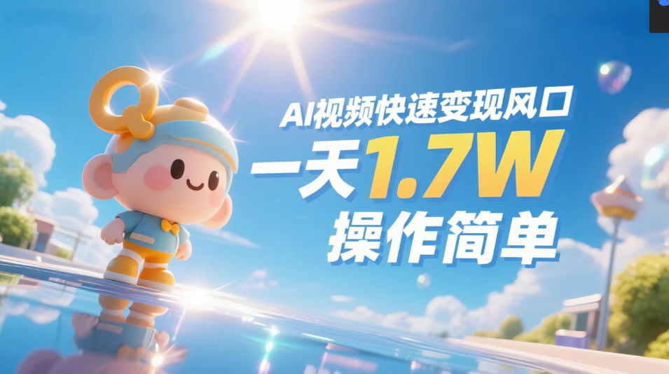 《Ai视频变现风口，一天1.7W，收入无上限，操作简单》网创吧-网创项目资源站-副业项目-创业项目-搞钱项目八百网赚