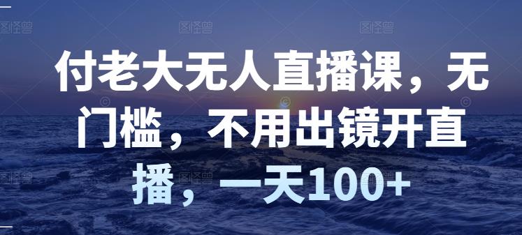 付老大无人直播课，无门槛，不用出镜开直播，一天100+网创吧-网创项目资源站-副业项目-创业项目-搞钱项目八百网赚