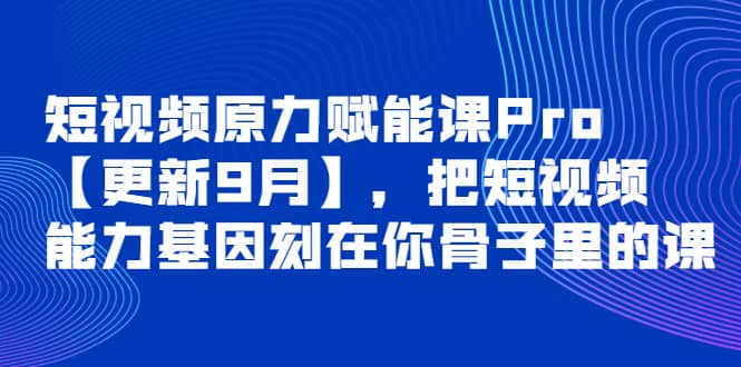 短视频原力赋能课Pro【更新9月】，把短视频能力基因刻在你骨子里的课网创吧-网创项目资源站-副业项目-创业项目-搞钱项目八百网赚