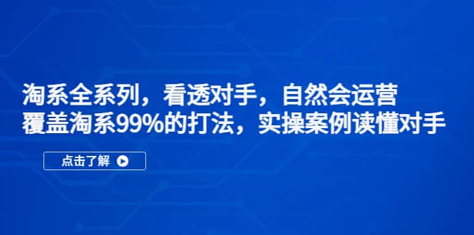 淘系全系列，看透对手，自然会运营，覆盖淘系99%·打法，实操案例读懂对手网创吧-网创项目资源站-副业项目-创业项目-搞钱项目八百网赚