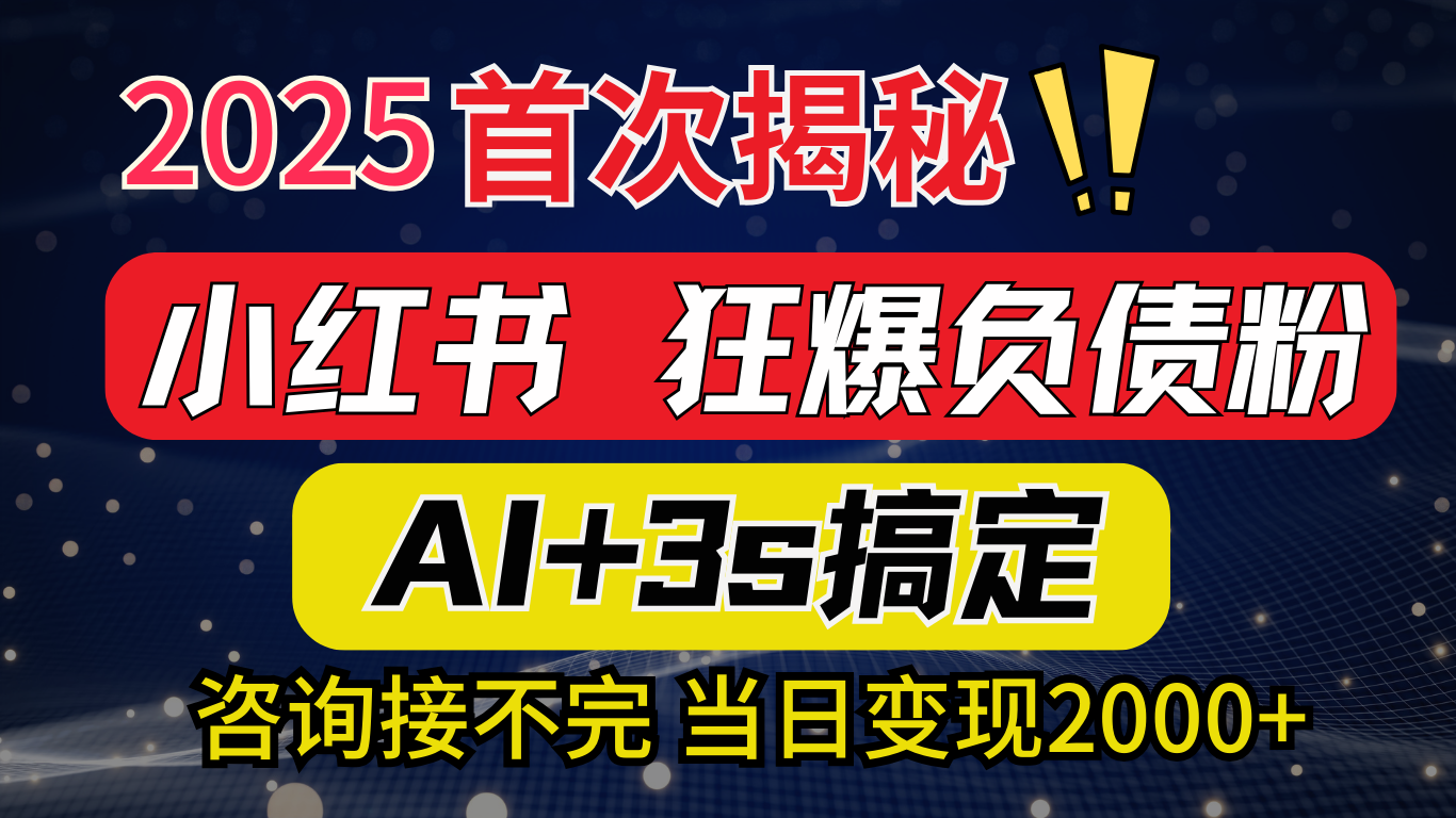 2025引流天花板：最新小红书狂暴负债粉思路，咨询接不断，当日入2000+网创吧-网创项目资源站-副业项目-创业项目-搞钱项目八百网赚