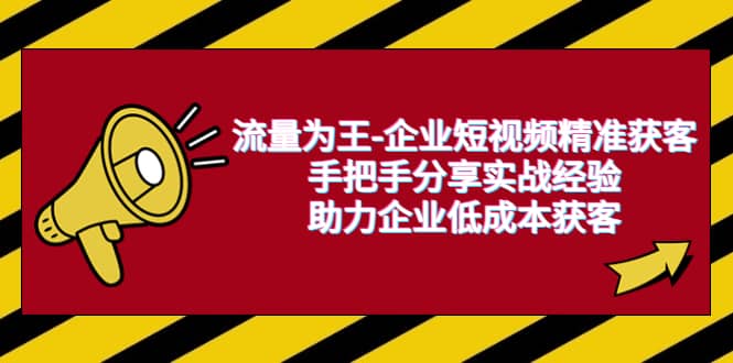 流量为王-企业 短视频精准获客，手把手分享实战经验，助力企业低成本获客网创吧-网创项目资源站-副业项目-创业项目-搞钱项目八百网赚