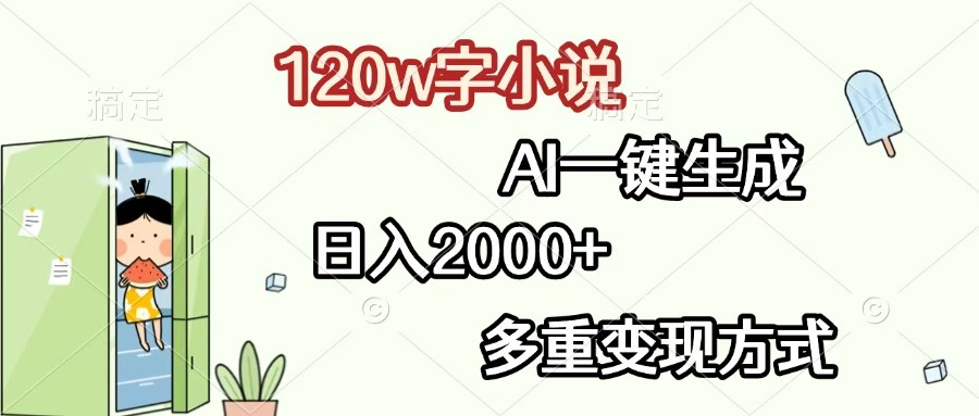 120w字小说，AI一键生成，日入2000+，多重变现方式网创吧-网创项目资源站-副业项目-创业项目-搞钱项目八百网赚