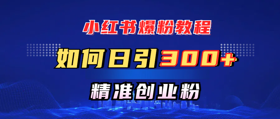 小红书爆粉教程，如何日引300+创业粉，快速实现精准变现！网创吧-网创项目资源站-副业项目-创业项目-搞钱项目八百网赚