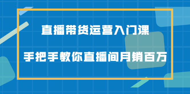直播带货运营入门课，手把手教你直播间月销百万网创吧-网创项目资源站-副业项目-创业项目-搞钱项目八百网赚