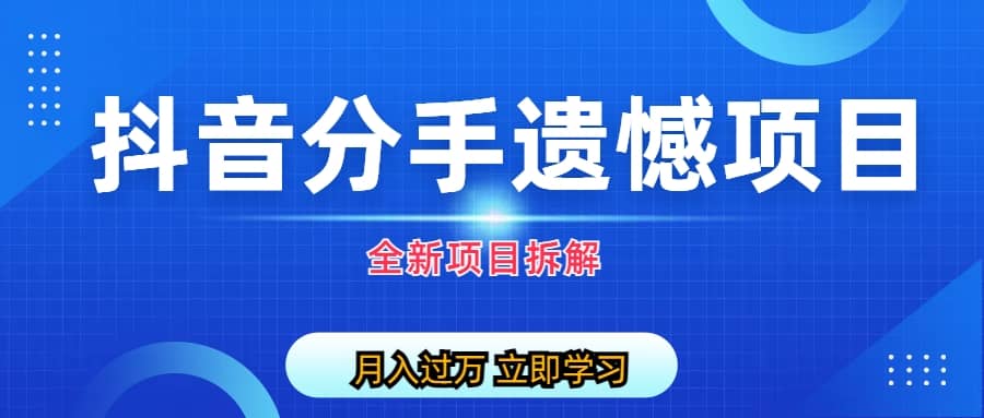 自媒体抖音分手遗憾项目私域项目拆解网创吧-网创项目资源站-副业项目-创业项目-搞钱项目八百网赚