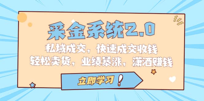 采金 系统2.0，私域成交，快速成交收钱，轻松卖货，业绩暴涨，潇洒赚钱网创吧-网创项目资源站-副业项目-创业项目-搞钱项目八百网赚