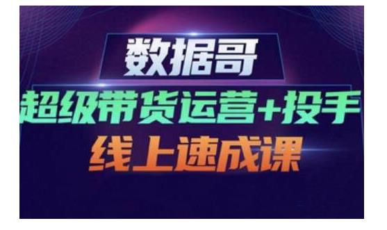数据哥·超级带货运营+投手线上速成课，快速提升运营和熟悉学会投手技巧网创吧-网创项目资源站-副业项目-创业项目-搞钱项目八百网赚