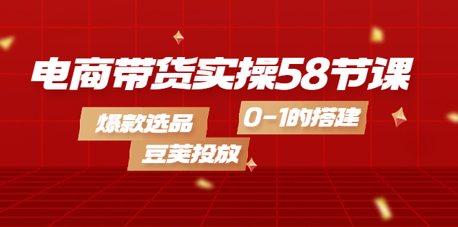 电商带货实操58节课，爆款选品，豆荚投放，0-1的搭建网创吧-网创项目资源站-副业项目-创业项目-搞钱项目八百网赚