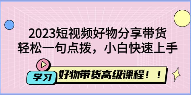 2023短视频好物分享带货，好物带货高级课程，轻松一句点拨，小白快速上手网创吧-网创项目资源站-副业项目-创业项目-搞钱项目八百网赚