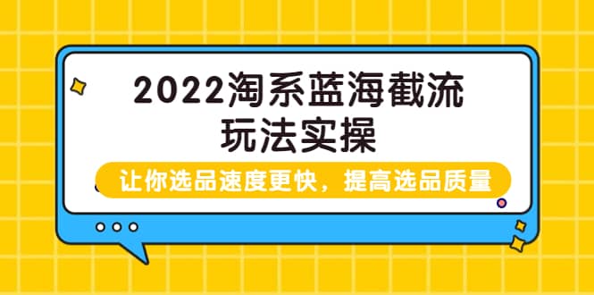 2022淘系蓝海截流玩法实操：让你选品速度更快，提高选品质量（价值599）网创吧-网创项目资源站-副业项目-创业项目-搞钱项目八百网赚