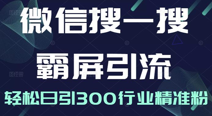 微信搜一搜霸屏引流课，打造被动精准引流系统，轻松日引300行业精准粉【无水印】网创吧-网创项目资源站-副业项目-创业项目-搞钱项目八百网赚