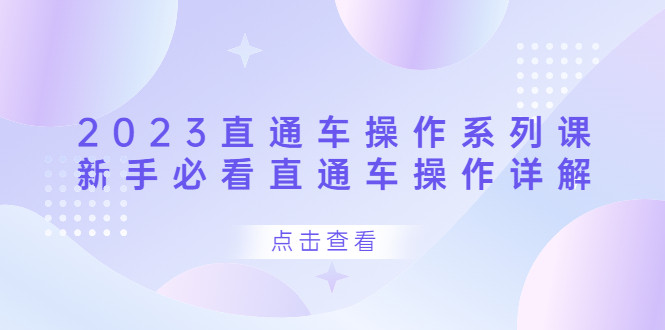 2023直通车操作 系列课，新手必看直通车操作详解网创吧-网创项目资源站-副业项目-创业项目-搞钱项目八百网赚