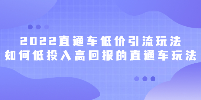 2022直通车低价引流玩法，教大家如何低投入高回报的直通车玩法网创吧-网创项目资源站-副业项目-创业项目-搞钱项目八百网赚