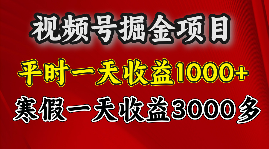 视频号掘金项目，寒假一天收益3000多网创吧-网创项目资源站-副业项目-创业项目-搞钱项目八百网赚
