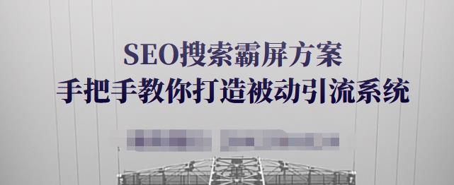 SEO搜索霸屏方案，手把手教你打造被动引流系统【视频课程】网创吧-网创项目资源站-副业项目-创业项目-搞钱项目八百网赚