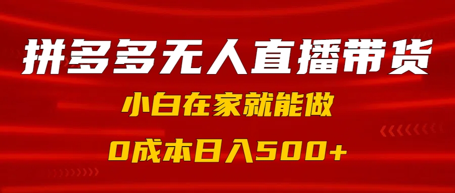 拼多多无人直播带货，小白在家就能做，0成本日入500+网创吧-网创项目资源站-副业项目-创业项目-搞钱项目八百网赚