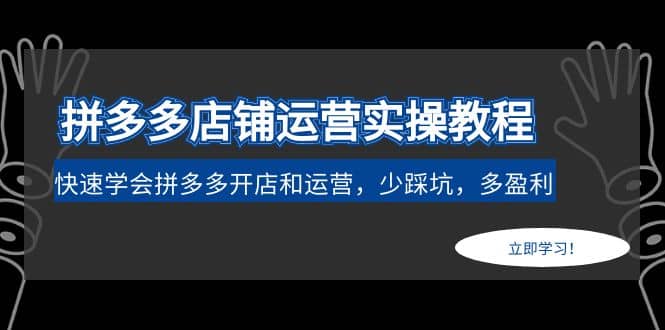 拼多多店铺运营实操教程：快速学会拼多多开店和运营，少踩坑，多盈利网创吧-网创项目资源站-副业项目-创业项目-搞钱项目八百网赚