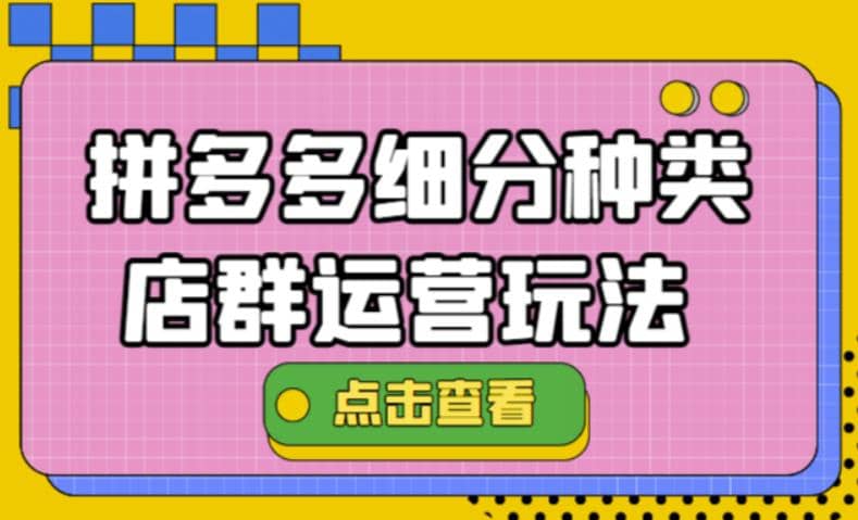 拼多多细分种类店群运营玩法3.0，11月最新玩法，小白也可以操作网创吧-网创项目资源站-副业项目-创业项目-搞钱项目八百网赚