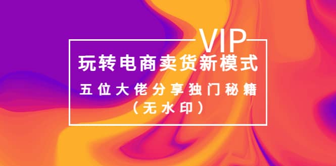 某收费培训：玩转电商卖货新模式，五位大佬分享独门秘籍（无水印）网创吧-网创项目资源站-副业项目-创业项目-搞钱项目八百网赚