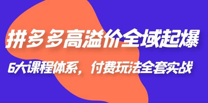 拼多多-高溢价 全域 起爆，6大课程体系，付费玩法全套实战网创吧-网创项目资源站-副业项目-创业项目-搞钱项目八百网赚