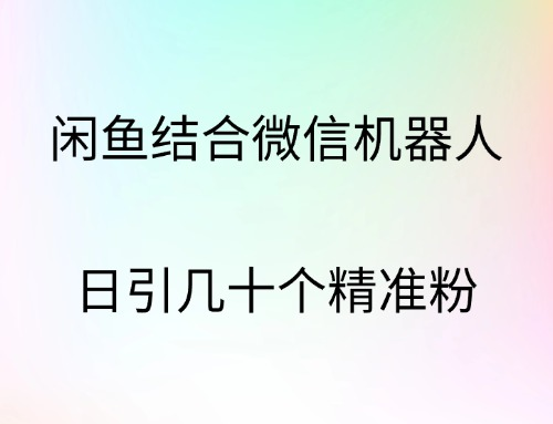 闲鱼结合微信机器人，日引几十个精准粉网创吧-网创项目资源站-副业项目-创业项目-搞钱项目八百网赚