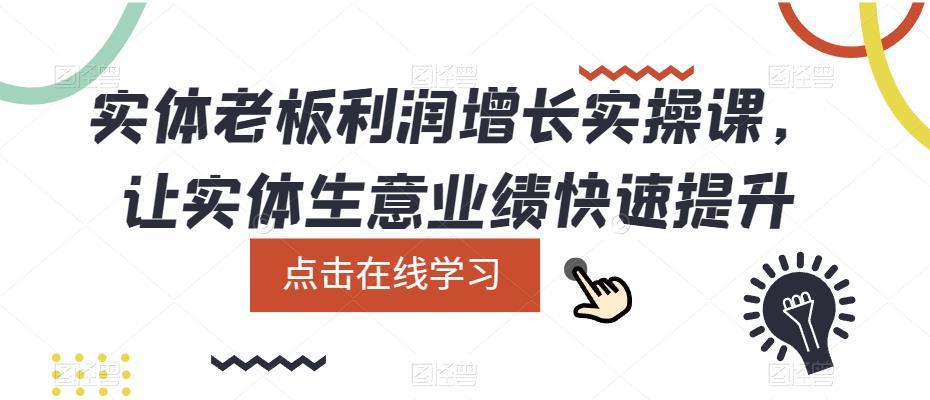 实体老板利润-增长实战课，让实体生意业绩快速提升网创吧-网创项目资源站-副业项目-创业项目-搞钱项目八百网赚