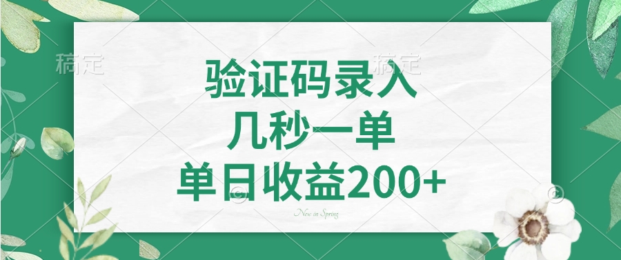 验证码录入，几秒一单，单日收益200+网创吧-网创项目资源站-副业项目-创业项目-搞钱项目八百网赚