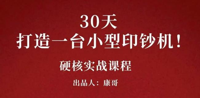 康哥30天打造一台小型印钞机：躺赚30万的项目完整复盘（视频教程）网创吧-网创项目资源站-副业项目-创业项目-搞钱项目八百网赚