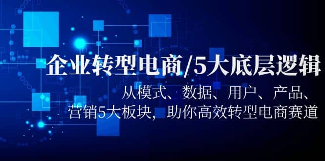 企业转型电商/5大底层逻辑，从模式 数据 用户 产品 营销5大板块，高效转型网创吧-网创项目资源站-副业项目-创业项目-搞钱项目八百网赚