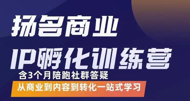 杨名商业IP孵化训练营，从商业到内容到转化一站式学 价值5980元网创吧-网创项目资源站-副业项目-创业项目-搞钱项目八百网赚