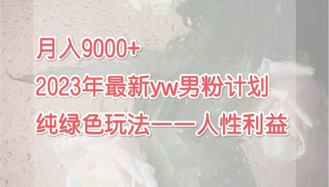 月入9000+2023年9月最新yw男粉计划绿色玩法——人性之利益网创吧-网创项目资源站-副业项目-创业项目-搞钱项目八百网赚
