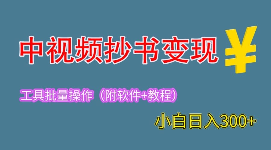 2023中视频抄书变现（附工具+教程），一天300+，特别适合新手操作的副业网创吧-网创项目资源站-副业项目-创业项目-搞钱项目八百网赚